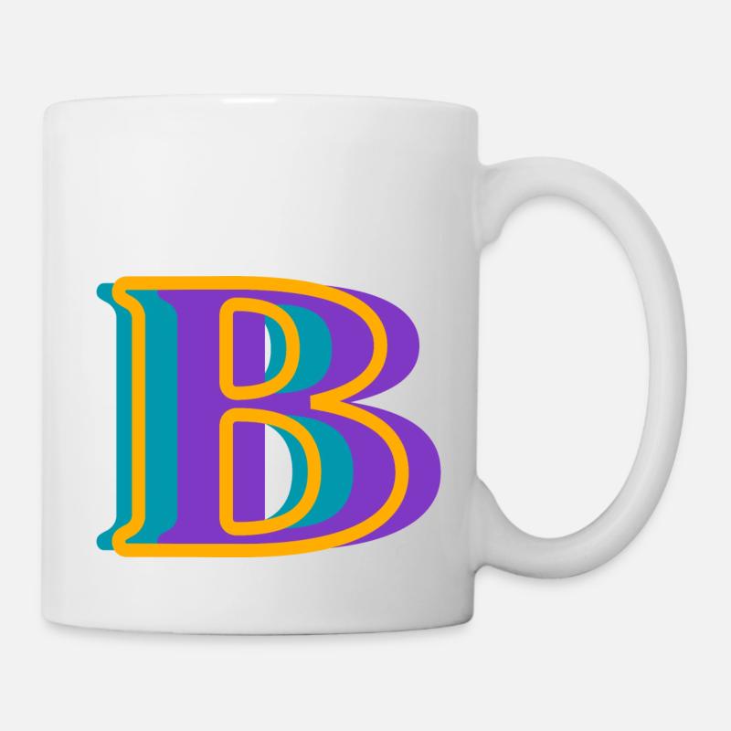Mehrfarbiger Buchstabe b - originelle Geschenkidee - Tasse - Weiß
