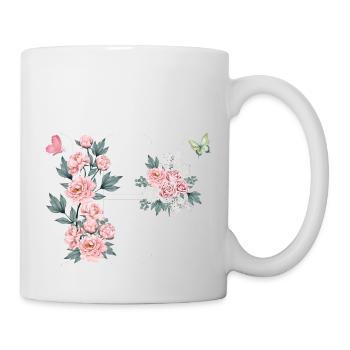 Letter h pink flowers - Mug - white - Right