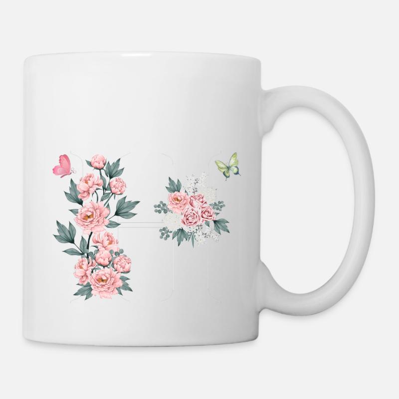 Lettre h fleurs rose - Mug blanc - blanc