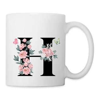 Letter h pink flowers - Mug - white - Right