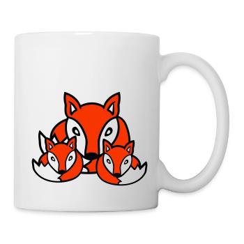 3 Füchse Freunde Familie Drei Kinder Crew Team Süß - Tasse - Weiß - Rechts