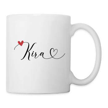 Kira Name Vorname Kalligrafieherz - Tasse - Weiß - Rechts