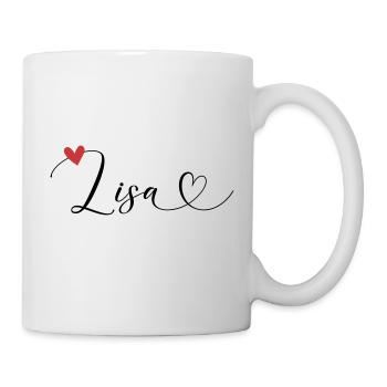 Lisa Nom Prénom Calligraphie Coeur - Mug blanc - blanc - Droite
