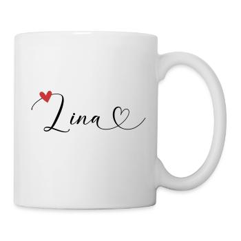 Lina Name Vorname Kalligrafieherz - Tasse - Weiß - Rechts
