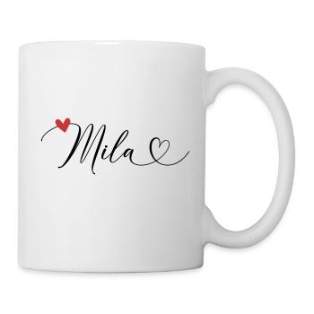 Mila Name Vorname Kalligrafieherz - Tasse - Weiß - Rechts