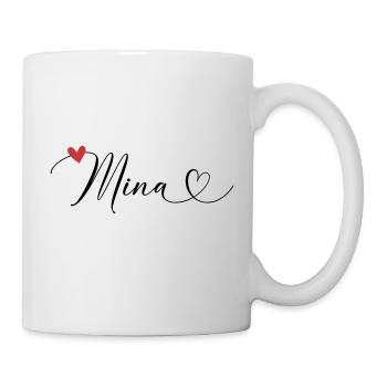 Mina Name Vorname Kalligrafieherz - Tasse - Weiß - Rechts