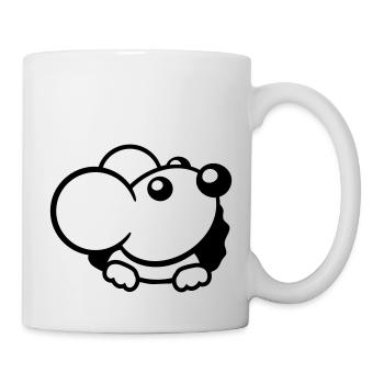 Maus Wand Loch Mauseloch Guckt Süß Lustig Comic - Tasse - Weiß - Rechts
