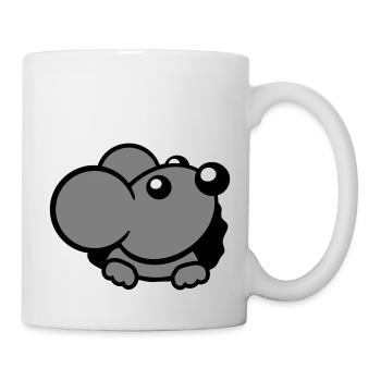 Maus Wand Loch Mauseloch Guckt Süß Lustig Comic - Tasse - Weiß - Rechts