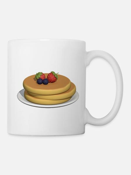Pfannkuchen-Stapel mit Beeren - Tasse - Weiß
