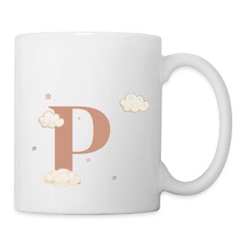 Buchstabe p bewölkt Sterne - Tasse - Weiß - Rechts