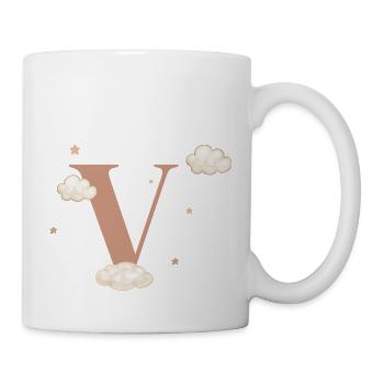 Lettre v nuages étoiles - Mug blanc - blanc - Droite