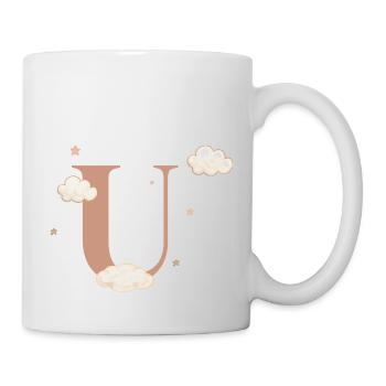 Lettre u nuages étoiles - Mug blanc - blanc - Droite