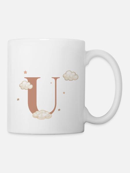 Buchstabe u Wolken Sterne - Tasse - Weiß