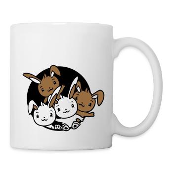 4 Bunnies Friends Team Crew Hole Quatre frères et sœurs - Mug blanc - blanc - Droite