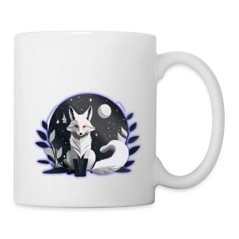 Renard blanc mystique – Conception de la nuit et de la lune - Mug blanc - blanc - Droite