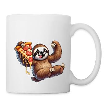 Happy Sloth Pizza Lover Fast Food Ital - Mug - white - Right