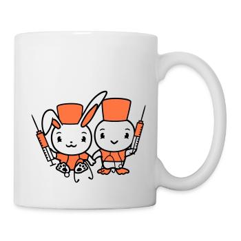 Bunny Bird Chick Doctor Syringe Team 2 Friends Crew - Mug - white - Right