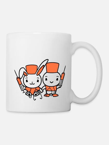 Bunny Bird Chick Doktor Strzykawka Zespół 2 Przyjaciele Załoga - Kubek - biały