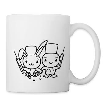 Bunny Bird Chick Doctor Syringe Team 2 Friends Crew - Mug - white - Right