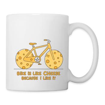 Fahrrad ist wie Käse, weil ich es mag - Tasse - Weiß - Rechts