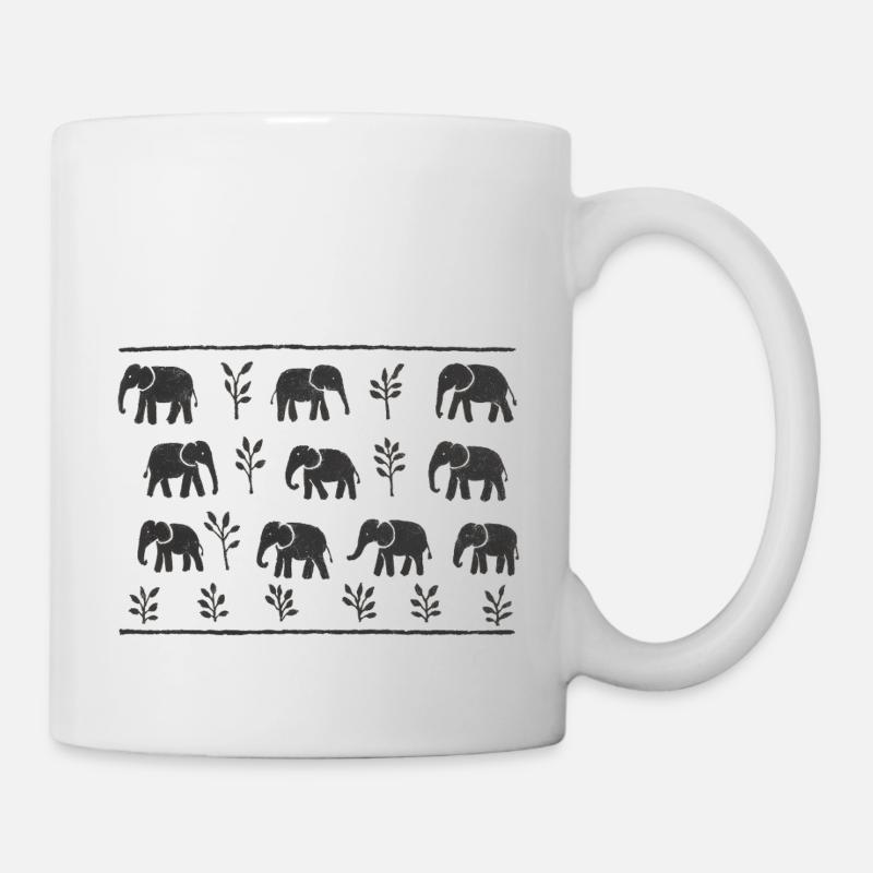 Elephants Yoruba (noir) - Mug blanc - blanc