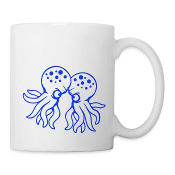 2 Octopus Friends Two Fighting Enemies Rivals - Mug - white - Right