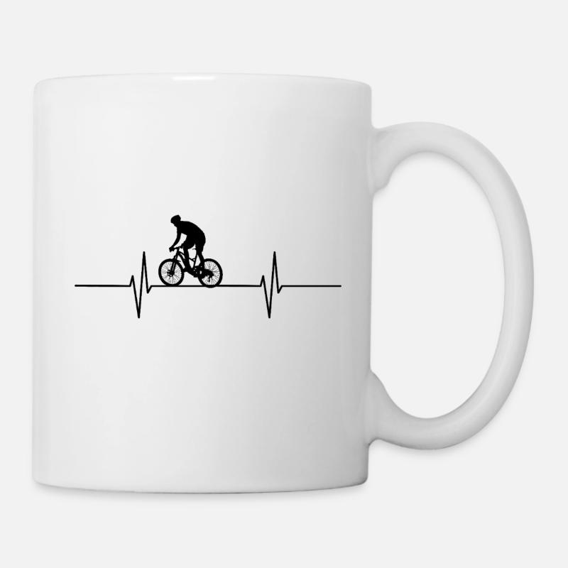 Heartbeat Cycling Bicycle Cyclist - Mug - white