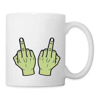 Mittelfinger Hand - Tasse - Weiß - Rechts
