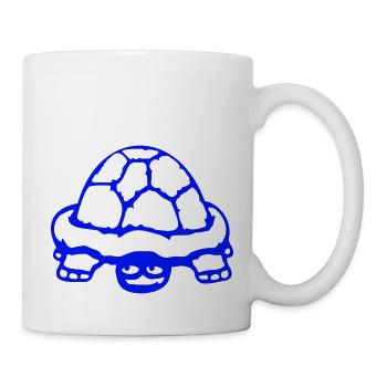 tortue cachée timide sourire drôle - Mug blanc - blanc - Droite