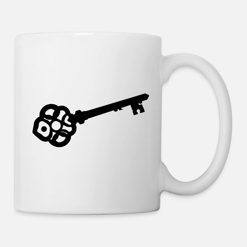 Verzierte Skelettschlüssel-Silhouette - Tasse - Weiß