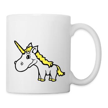 Licorne rose mignon mignon sympathique cheval de dessin animé - Mug blanc - blanc - Droite