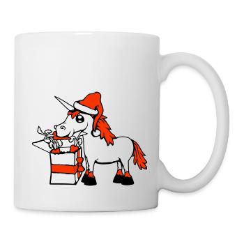 Licorne Noël Père Noël Cadeaux Chapeau - Mug blanc - blanc - Droite