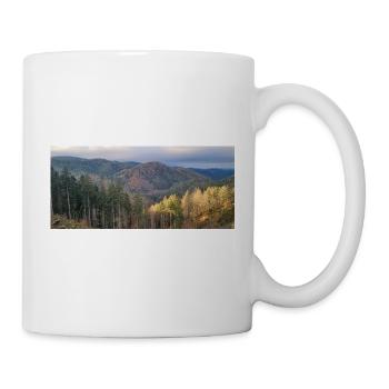 Herbstliche Waldlandschaft mit Sonnenlicht - Tasse - Weiß - Rechts