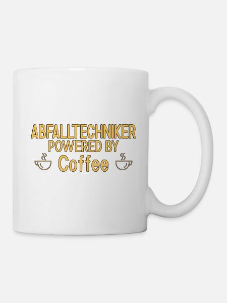 Abfalltechniker Powered By Coffee - Tasse - Weiß