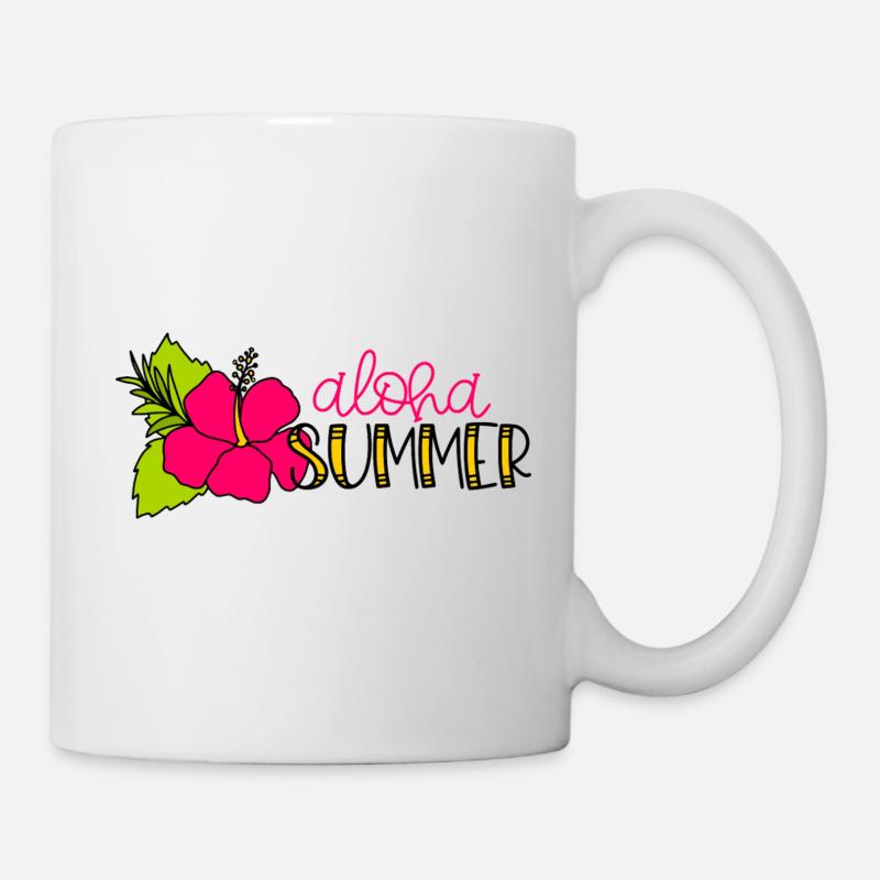 Hibiscus Aloha Design Vives Couleurs - Mug blanc - blanc