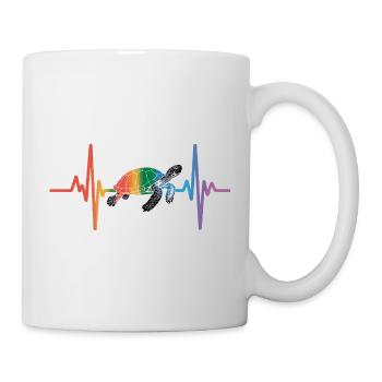 Colorful turtle in heartbeat design - Mug - white - Right