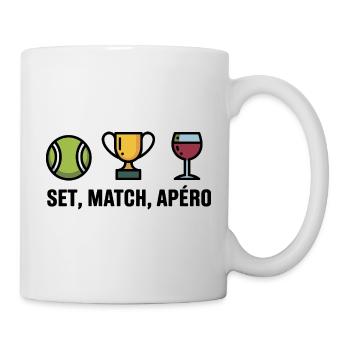 Set, Match, Tennis Humor Aperitif - Tasse - Weiß - Rechts