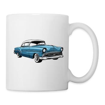 Retro US car in blue - Mug - white - Right
