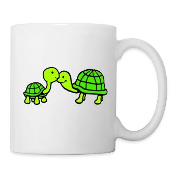 2 turtles long neck kissing couple love team - Mug - white - Right