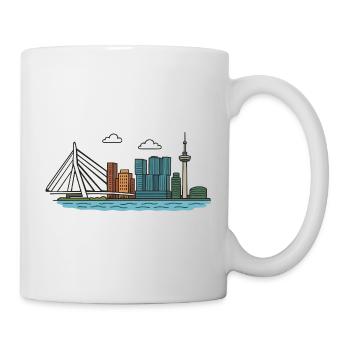 Rotterdam Stadtsilhouette mit Brücke und Tower - Tasse - Weiß - Rechts