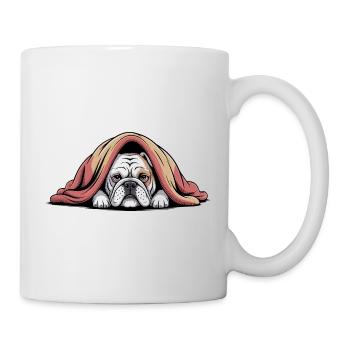 Cozy Bulldog Under Blanket - Mug - white - Right
