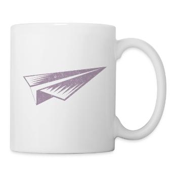 Silhouette d'avion en papier style grunge - Mug blanc - blanc - Droite