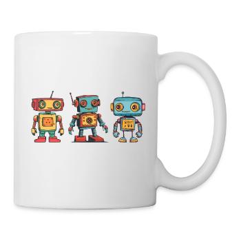 Nostalgische Retro Roboter Illustration - Tasse - Weiß - Rechts