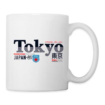 Badge en denim de sport vintage de Tokyo - Mug blanc - blanc - Droite