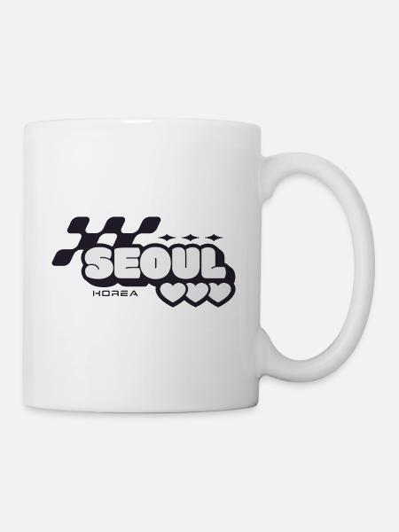 Seoul Retro Herzen - Tasse - Weiß