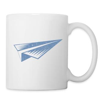 Silhouette d'avion en papier style grunge - Mug blanc - blanc - Droite