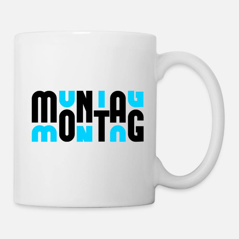 Lundi Noir/Cyan - Mug blanc - blanc