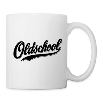 Oldschool Retro Logo T-Shirt - Tasse - Weiß - Rechts