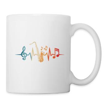 Saxophone Heartbeat Saxophoniste Musicien Saxophone - Mug blanc - blanc - Droite