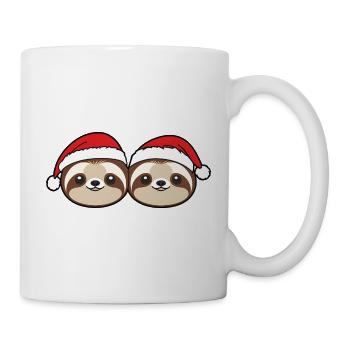 Doppelte Faultier Weihnacht - Tasse - Weiß - Rechts